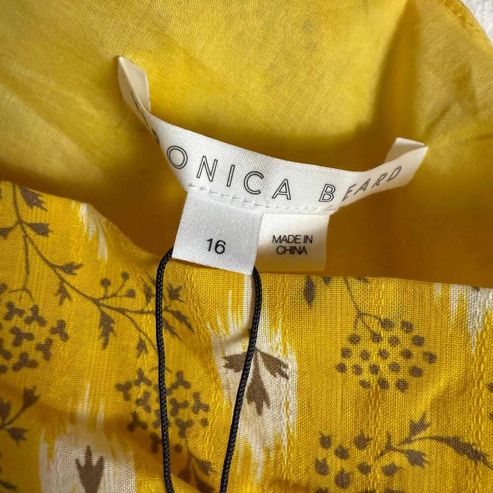 Veronica Beard Virginia Sun Yellow One Shoulder Floral Tiered Maxi Dress Size 16 - Picture 14 of 16
